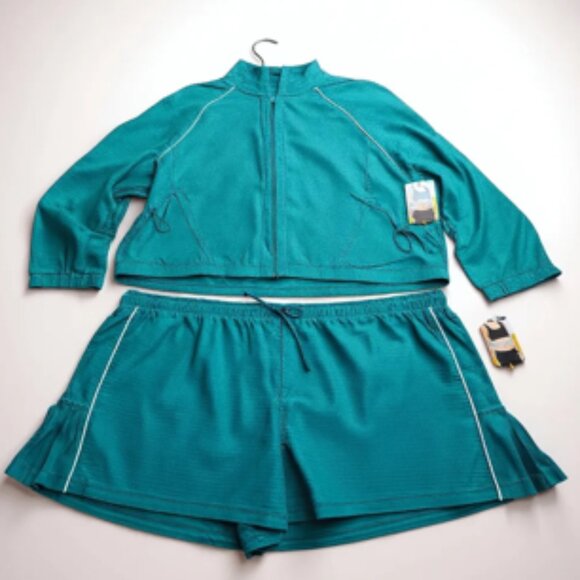 Avia Women’s Activewear Set Jacket + Running Shorts Green Size 3X NWT - Picture 2 of 12